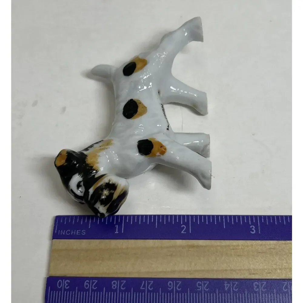 Vtg Black & White Terrier Dog Porcelain 3